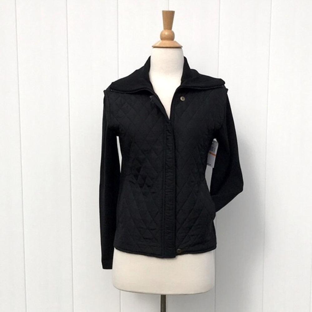 NWT Liz Claiborne Nylon Quilted Black  Zip Front  Jacket Size Small